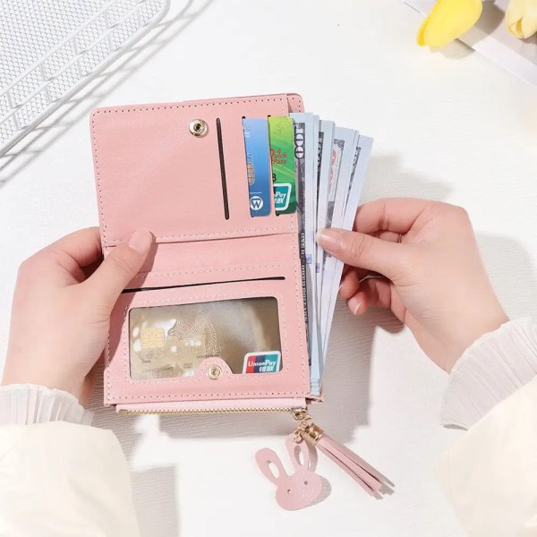 Women's Wallet PU Leather Women's Short Wallet  Zipper Purse Patchwork Fashion Panelled Wallets Trendy Coin Purse Card Holder