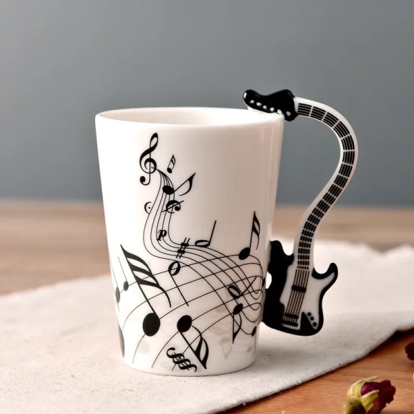 Novelty Music Note Cup Ceramic Guitar Coffee Mugs Personality Tea/Milk/Juice/Lemon Water Bottle Christmas Birthday Gift
