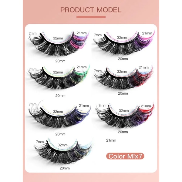 Fake Eyelashes Popular Mink Hair Colorful Eyelashes Thick Curling Eyetail 7 Pairs Of Fake Eyelashes European And American Style