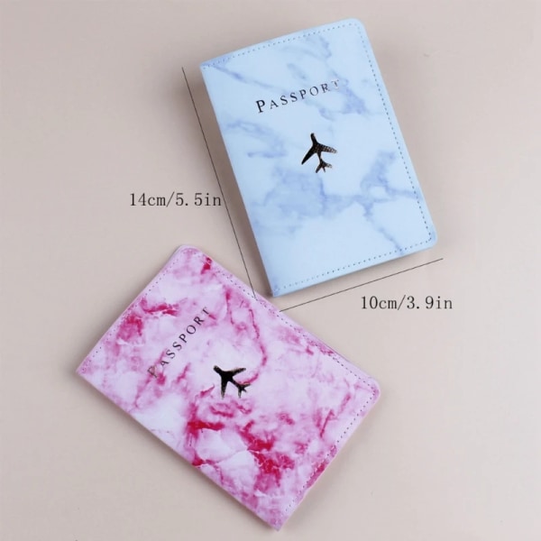 Fashion Travel PU Leather Passport Cover Holder Hot Stamping Plane for Women Men Lover Couple Weddings Gift