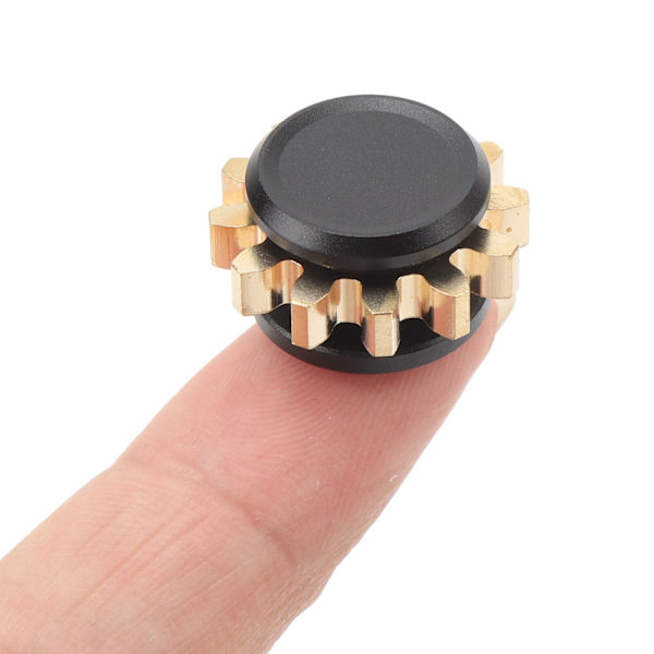 (Black) Gear Finger Toy Silent Portable Detachable Decompression Brass