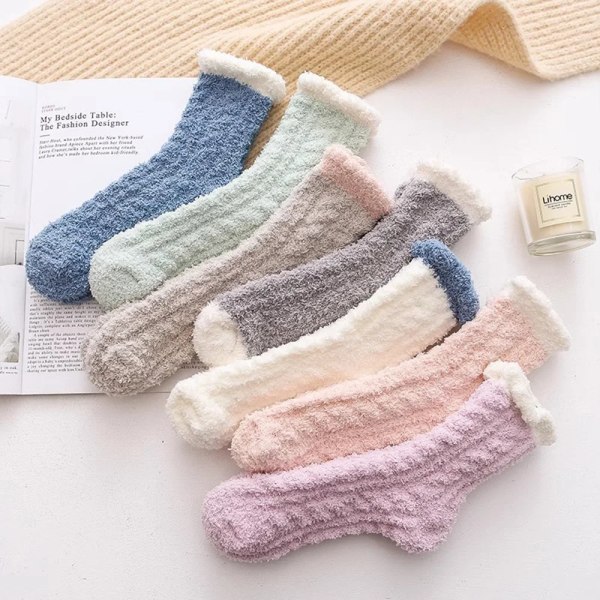 Women Socks Winter Warm Coral Fleece Sleep Socks Mid-tube Home Floor House Cosy Thermal Thick Snow Socks 5 Pairs/Lot Hot Sale