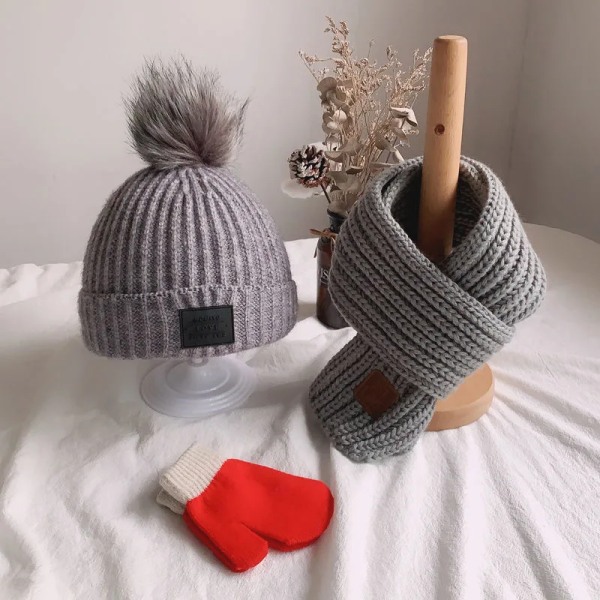 Baby hat autumn and winter children hat scarf set boys and girls cute knitted hat wool hat Fashion designer hat scarf for kids