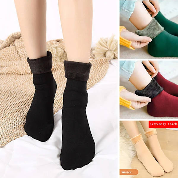 New Velvet Women Winter Warm Thicken Thermal Socks Soft Casual Solid Color Sock Wool Cashmere Home Snow Boots Floor Sock 1Pairs