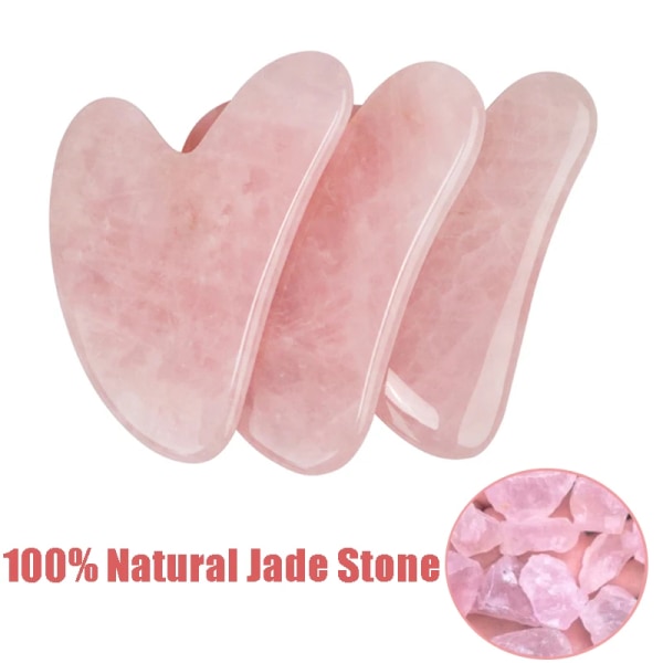 Natural Jade Stone Gua Sha Massage Board Rose Quartz Guasha Plate Jade Face Massager Scrapers Tools For Face Neck Back Body