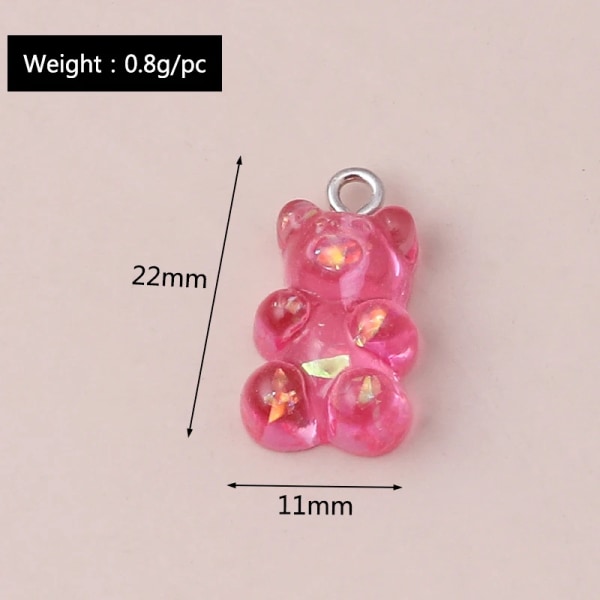 10pcs 22X11mm Resin Sequins Gummy Bear Charms for Jewelry Making Cartoon Earrings Pendants Necklaces Bracelets DIY Accessories