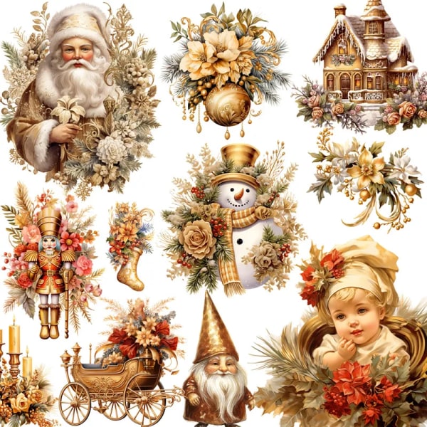 Golden Christmas Stickers Crafts And Scrapbooking stickers kids toys book Decorative sticker DIY Stationery
