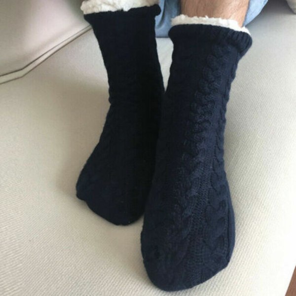 Men Bed Slipper Fluffy Socks Fleece Non Slip Knitted Thick Warm Winter Soft Cute