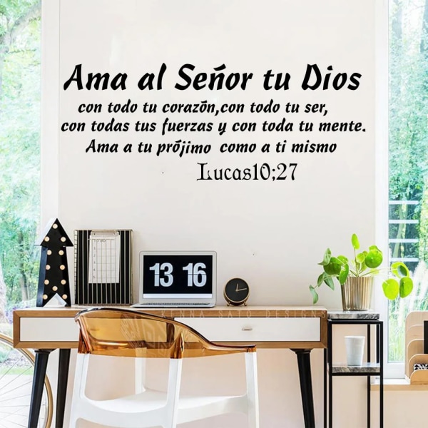 Spanish Christian Bible Verse Lucas 10 27 Wall Sticker Love The Lord Your God Strength Mind Wall Decal Living Room Vinyl