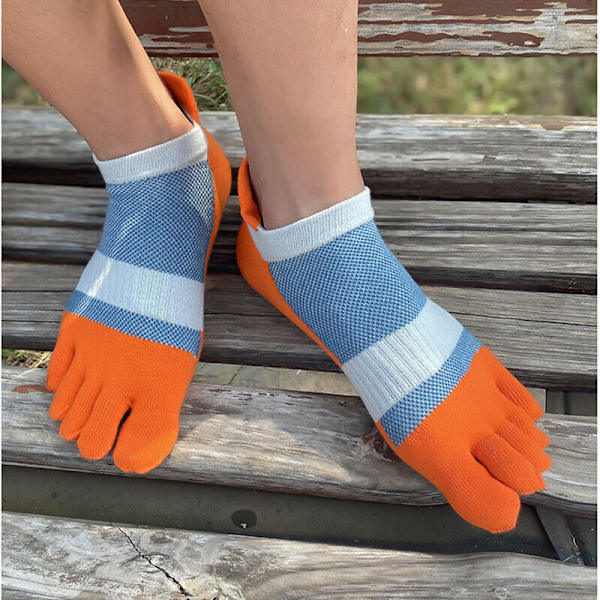 5 Pairs Large Cotton Toe Socks for Men Running Sport Socks with Toes 45 46