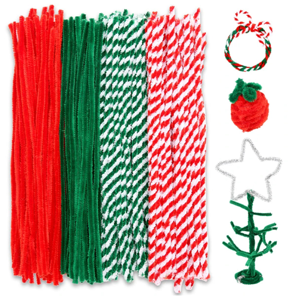 KRABALL 100PCS Colorful Chenille Stem Pipe Twisted Rod Toys Production Manual Handmade DIY Material Christmas Party Supplies