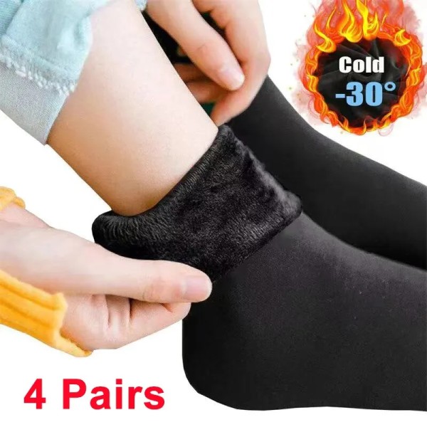 4 Pairs Women Winter Socks Hermal Cashmere Wool Socks Warm Thicken Thermal Snow Boots Floor Socks