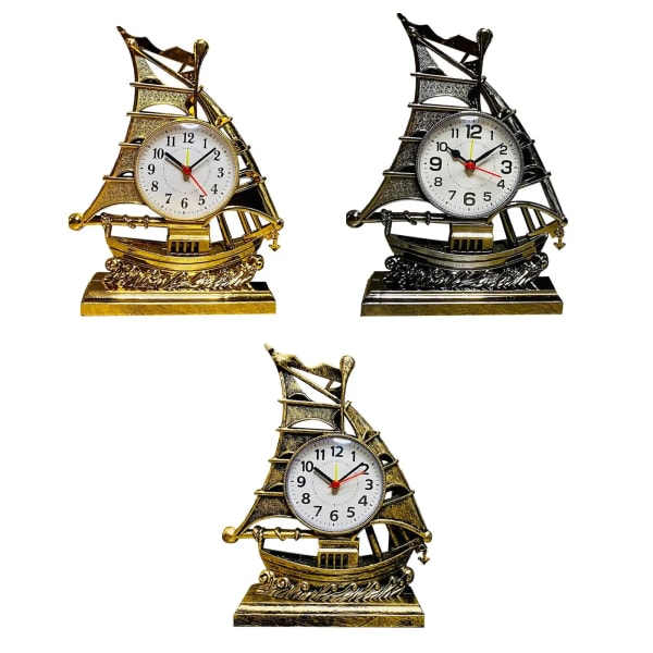 Desk Clock Home Decor Ornament Sailing Figurine Alarm Clock Table Clocks for