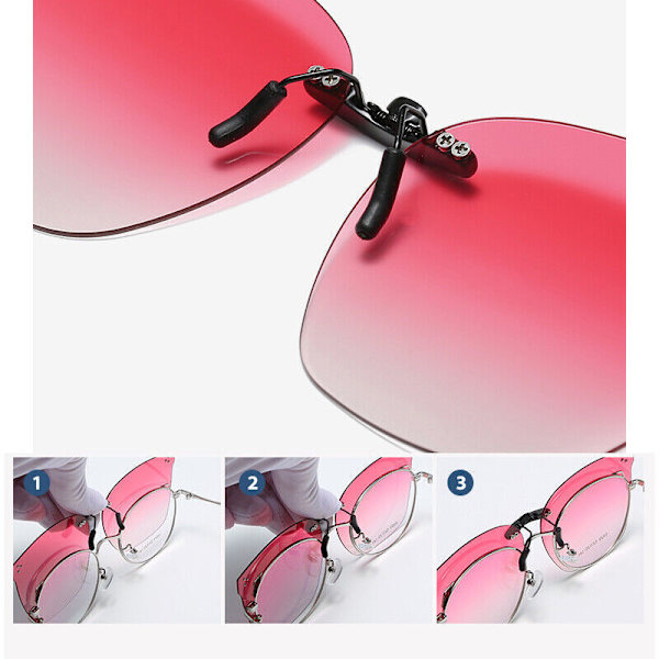 Womens Rimless Clip-on Polarized Sunglasses Flip-up Fashion Glasses Clips H
