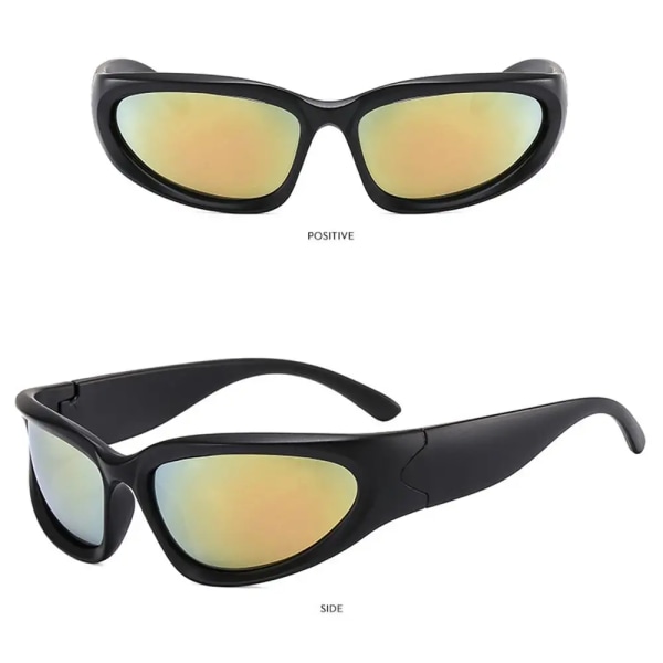 Y2K Wrap Around Sunglasses Futuristic Oval Sports Sun Glasses 2022 Trendy Fashion Shades Vintage Punk Goggle Eyewear