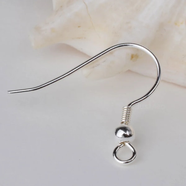 Solid 925 Sterling Silver Earring Hooks with Coil and 3 mm Ball Beads ,1pair