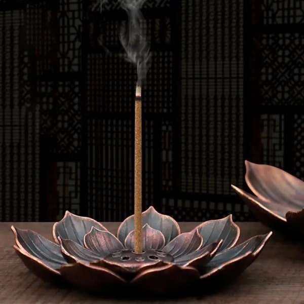 1PC Alloy Incense Burner Stick Holder Plate Buddhism Lotus Censer Bronze Nasturtium Incense Burner 12 Styles