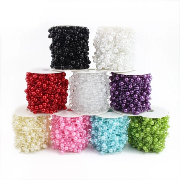 30/60meters 8+3mm Fishing Line Artificial Pearls Flower Beads Chain Garland Flowers Wedding Party Decoration Diy Accessories