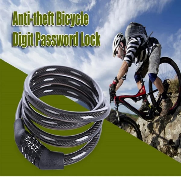 Anti-Theft Bike Lock 4 Digit Code Combination Stainless Steel Cable Bicycle Security Lock Equipment Bike Lock Bike Accessories