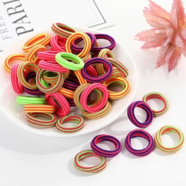 50pc/lot Kids Candy Color Hair Rope Elastic Scrunchie Mini Hair Rings Rubber Ban