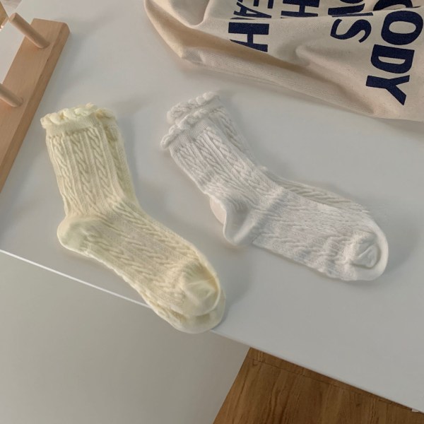 3 Pairs of solid color mid-tube socks for girls simple autumn cotton stockings
