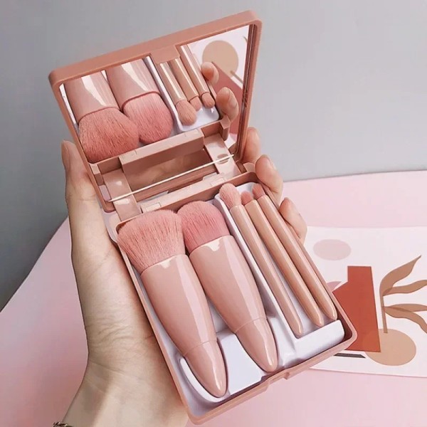 With Mirror Travel Pack Portable for Beginners Mini 5 Pcs Makeup Brush Set Multifunctional Blush Loose Powder Brush Beauty