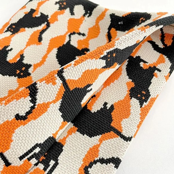 Reusable Knot Wrist Bag Fashion Foldable Tote Bag Cat Knit Handbag Weave Purses Student