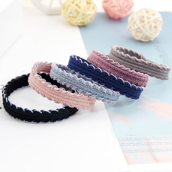 12PC Women Lace High Elastic Hair Rope Scrunchie Flat Hair Ring Hair Accessories