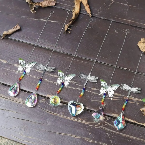 Crystal Prism Sun Catchers Rainbow Maker Butterfly Dragonfly Hanging Pendant Jewelry Pendant Yard Garden Decor