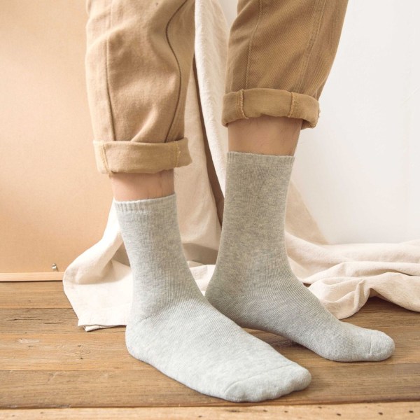 5 Pairs Versatile Plush Thick Medium Socks Casual Warm Cotton Solid Color Socks