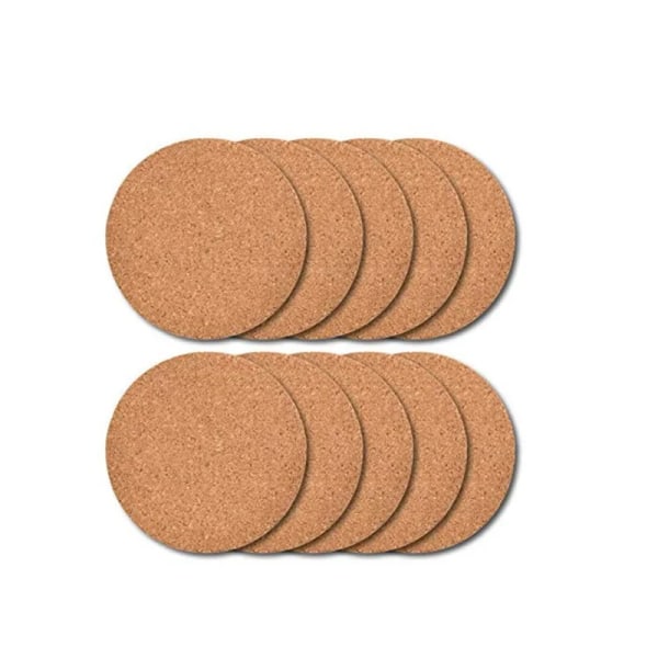 Eco-Friendly Round Cork Coasters - 10pcs - Perfect for Drinks & Home Decor!