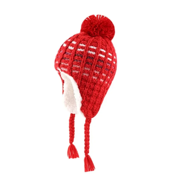 S M L Colorful Plaid Kids Hat Winter with Earflaps Cute Knitted Hat with Pompom Travel Outdoor Warm Fashion Children Beanie Cap