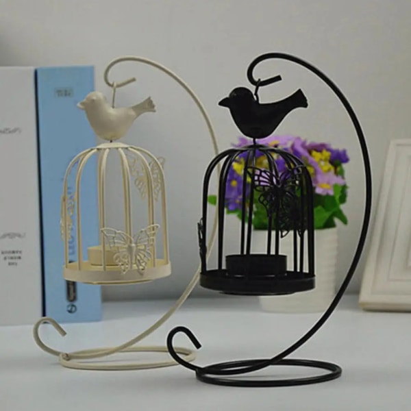 Vintage Bird Cage Table Lamp Hanging Lantern Candlestick Metal Hollow Lanterns Tealight Hanging Lanterns Wedding Home Decor