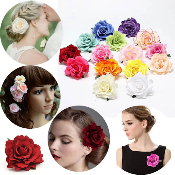 Fashion Hot Sale Rose Flower Hairpin Brooch Bridal Wedding Bridesmaid Party Artificial Rose Hair Clip Hair Accessories