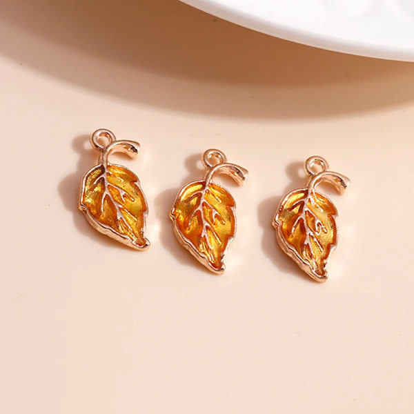 10pcs/lot 10*18mm Enamel Tree Leaf Charms for Jewelry Findings DIY Mini Colorful Charms Necklaces Pendants Earrings Making