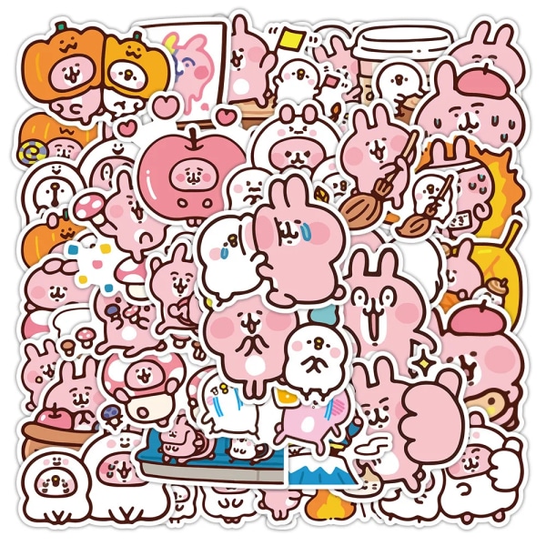 60pcs Original Cartoon Pink Rabbit Stickers For Wall Scrapbook Notebook