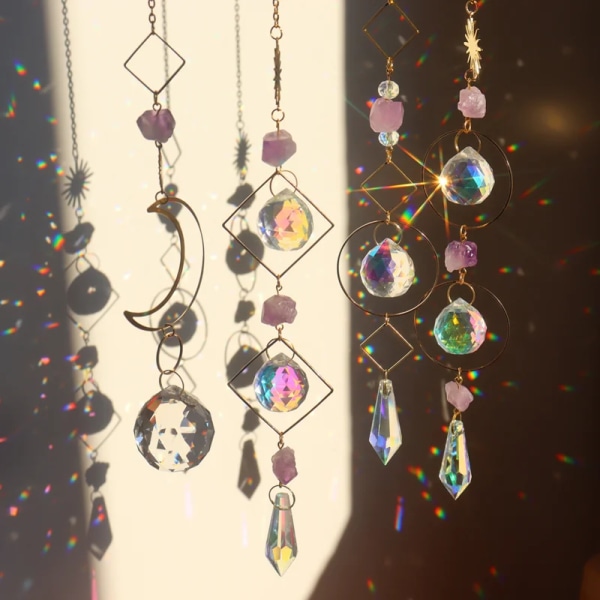 Crystal Sun Catcher Prism Suncatcher Hanging Window Crystals Rainbow Light Catcher Octagon Beads Crystal Pendant Summer Gift