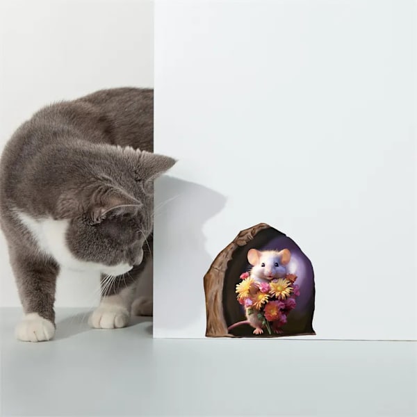 12 Styles Realistic Mouse Hole Wall Stickers mouse Princess reading dancing kids Room Living Room Home Decor Vinyl Mural Decals