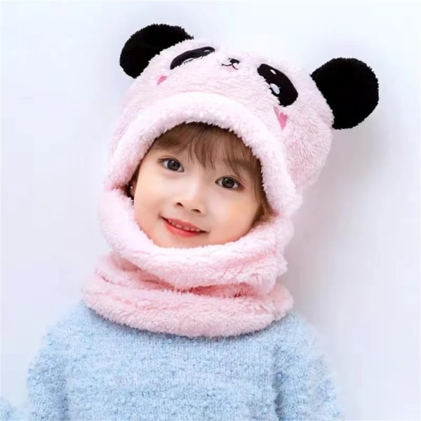 Child Beanie Autumn Winter Cute Children Cartoon Scarf Hat Two-Piece Double Fleece Warmth Boy Girl Adult Parent-Child Baby Hat