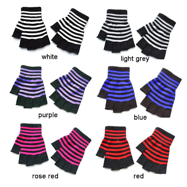 Striped Stripey Unisex One Size Fingerless Gloves Gothic Knitting Fingerless Gloves Winter Warm Elastic Comfortable Gloves