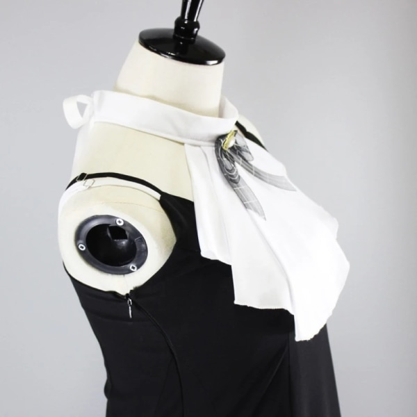 652F Layered Ruffle Fake Collar Jabot with Checked Bowknot Steampunk Costume Accesories