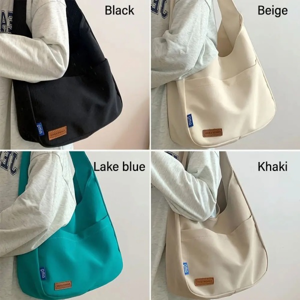 Casual Canvas Bag Women's Summer 2023 New Trendy Fashion Tote Bag All-match Large-capacity Shoulder Underarm Bag lake blue