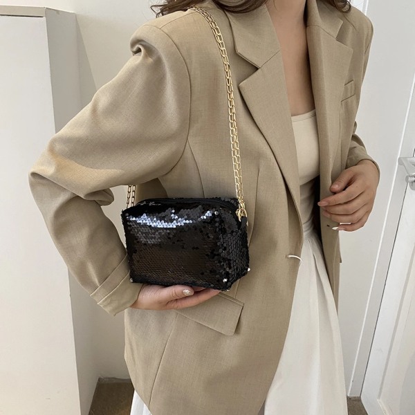 Shining Sequin Underarm Bag Elegant Evening Bag Chain Composite Shoulder Bag Zipper Lady Party Bag For Women 2023 Trend