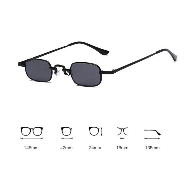 Mens Womens Small Rectangle Sunglasses Tinted UV400 Metal Fashion Glasses H