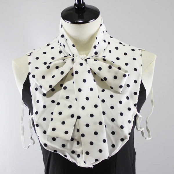 Sitonjwly Womens Bowknot Stand Fake Collar Ladies Polka Dots Removable Detachable Collars for Suits Half-Shirt False Collars