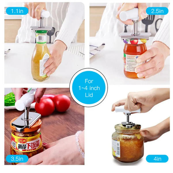 1-4 InchesMultifunction Cap Lid Openers Tool Kitchen GadgetsManual Stainless Steel Easy Can Jar Opener Adjustable