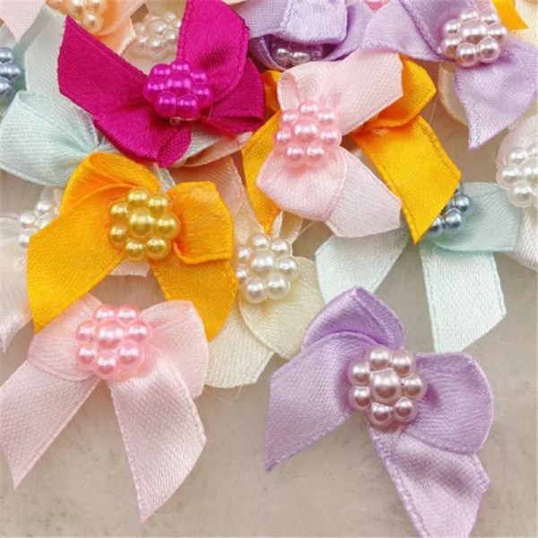 50pcs Mini Satin Ribbon Flowers Bows Gift Craft Wedding Decoration A262