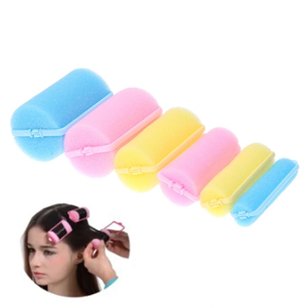 12pcs/Set Pink Soft Sponge Foam Cushion Hair Rollers Curlers Barber DIY Curls Hairdressing Tool DIY Home heatless wave formers