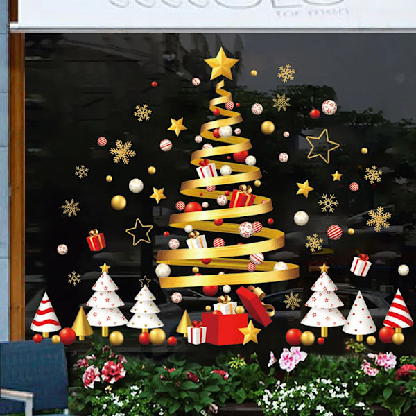 DIY New Merry Christmas Decor Window Stickers Santa Elk Wall Sticker For Christmas Home Door Window Display Decor Happy New Year