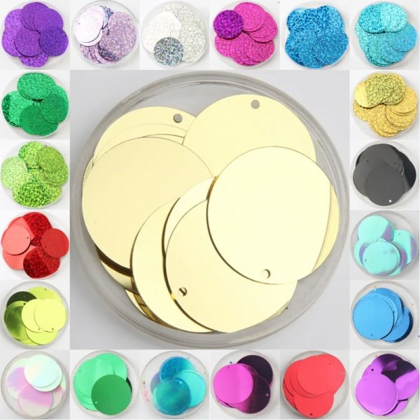 Sequins 30mm 40mm 50mm Sequins For Craft Large Round Sequins Paillette Lentejuelas With1 Side Hole DIY Manual Sewing Accessories